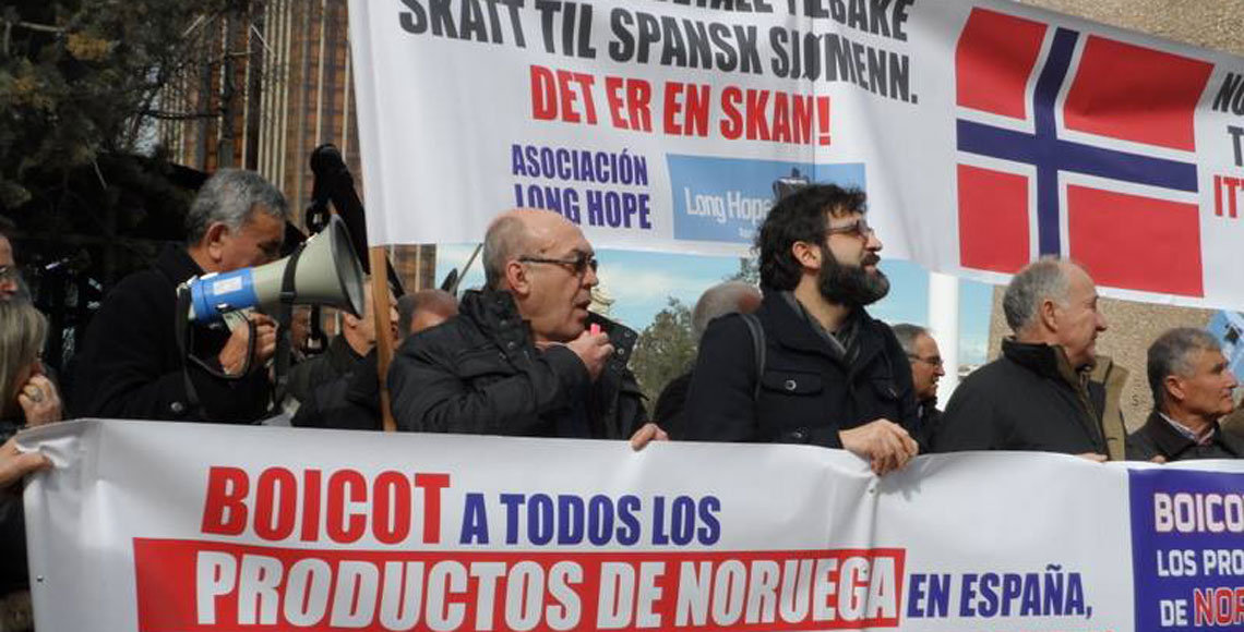 Manifestación de los marinos españoles afectados por el impago de las pensiones por parte de Noruega.