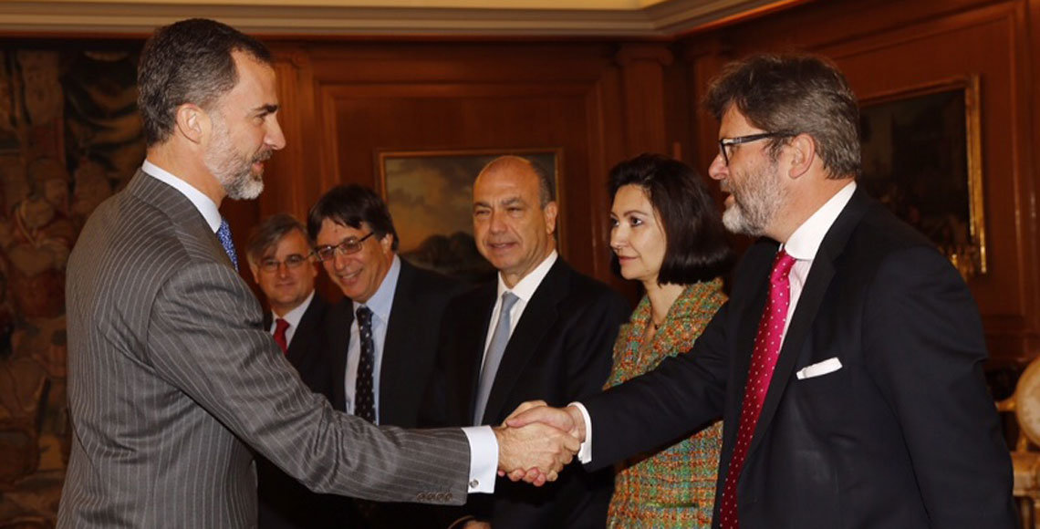 El Rey, Felipe VI, durante su recepción a los representantes de las colectividades sefardíes en todo el mundo.