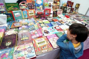 Un niño observa una exposición de libros infantiles, en la Feria del Libro de Madrid.  (Foto: ARCHIVO)