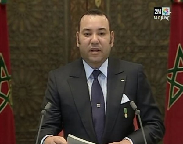 El monarca marroquí, Mohamed VI, durante su mensaje televisado.