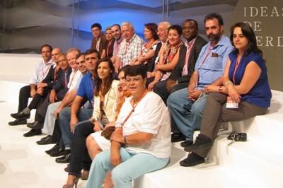 Los representantes de los socialistas en el exterior durante la Conferencia Política celebrada en Madrid.