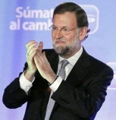 Mariano Rajoy celebrando su victoria.