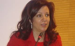 Pilar Pin Vega durante la presentación de un libro en Santiago de Compostela.