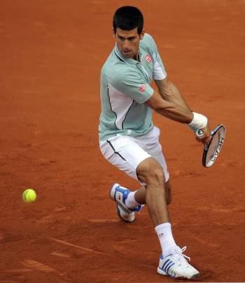 Novak Djokovic, en su partido contra Goffin.