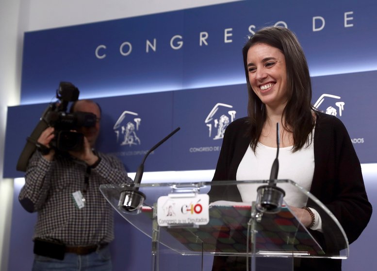 La portavoz de Unidos Podemos en el Congreso, Irene Montero, compareció ante la prensa.