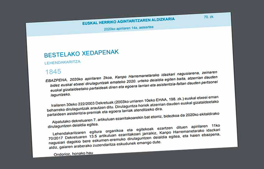 País Vasco Boletín Oficial web