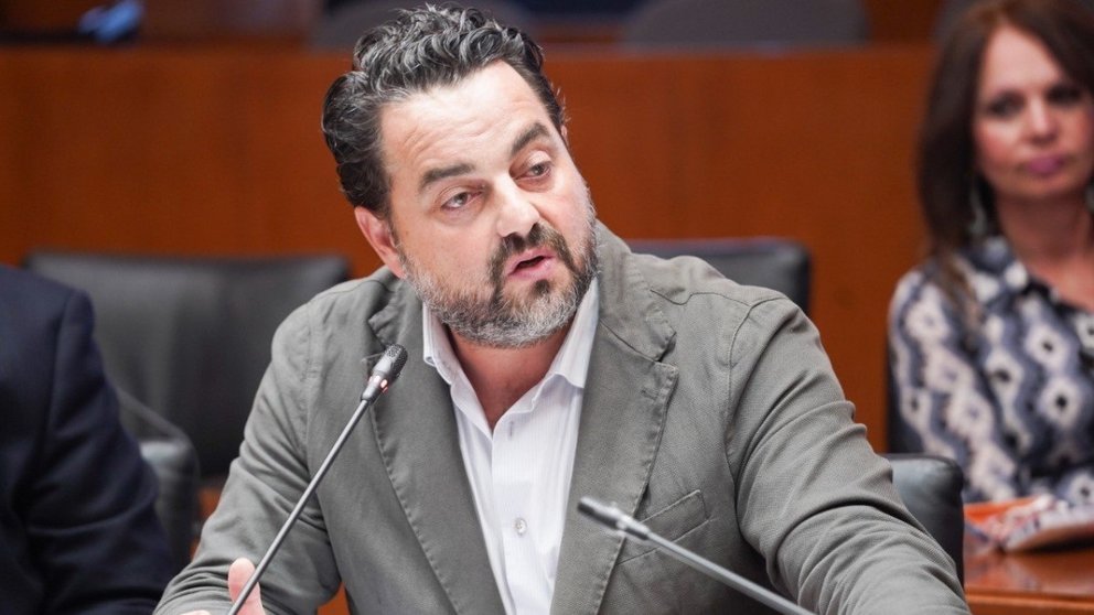 El diputado de VOX, David Arranz, durante una intervención en el Parlamento aragonés.